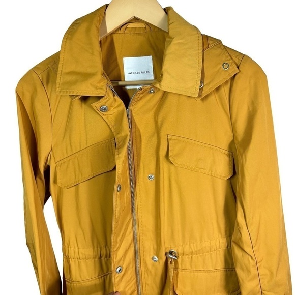 Avec Les Filles Hooded Anorak Jacket Size XS Mustard - Picture 5 of 13